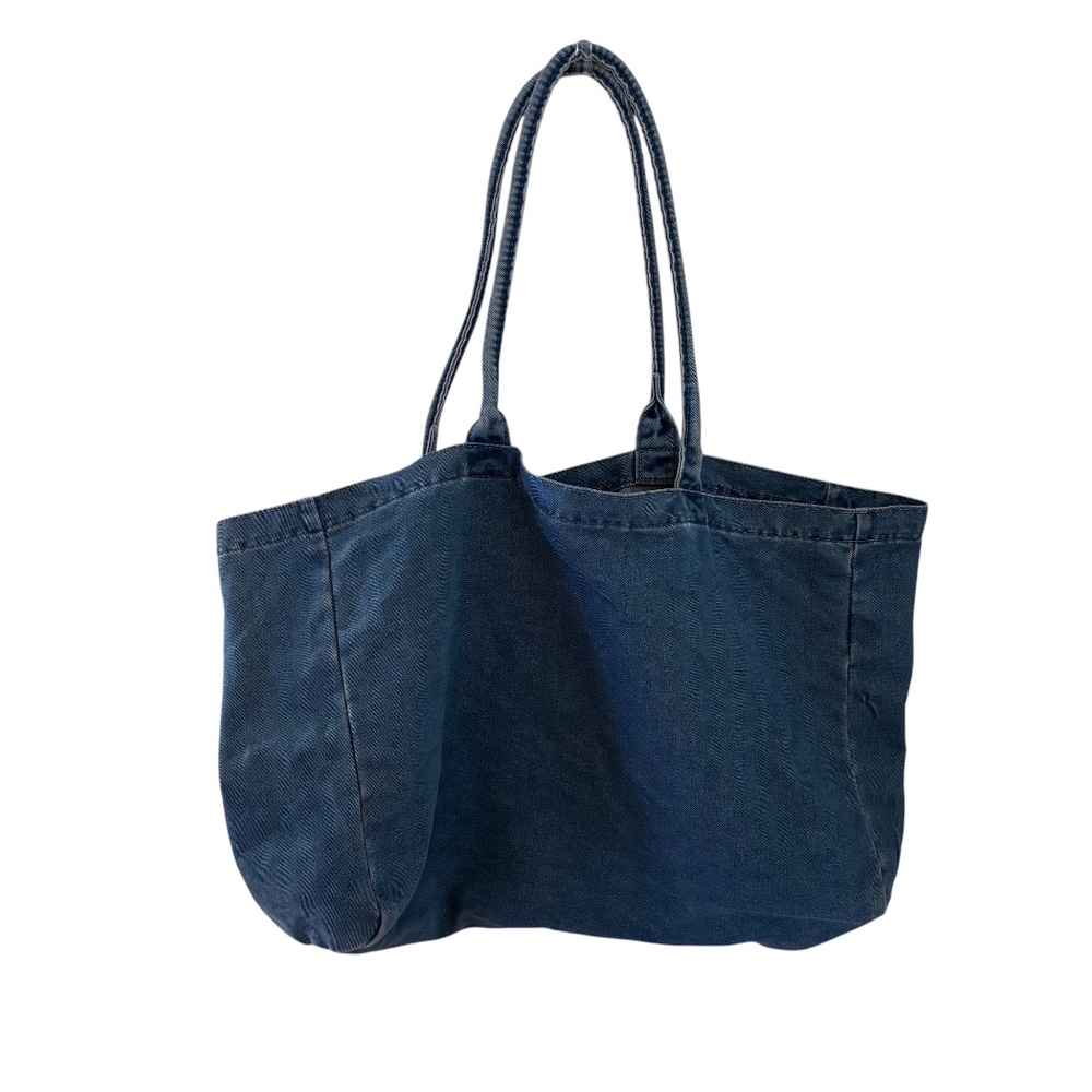 NWT GAP Oversized Denim Tote Bag Blue Logo Shoulder Bag - Picture 4 of 8
